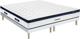 Vente-unique - Set 180 x 200 cm - Boxspringuntergestell - Taschenfederkernmatratze 5 Zonen - Kühlender Bezug - Höhe 28 cm - KOROVOU von YSMÉE
