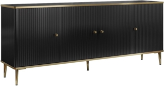 Vente-unique - Sideboard mit 4 Türen - MDF und Stahl - Schwarz und Goldfarben - SINEAD von Pascal MORABITO