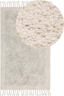 Teppich Baumwolle hellbeige 80 x 150 cm Fransen Shaggy BITLIS
