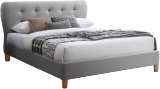 Vente-unique - Polsterbett - 160x200 cm - Stoff - Hellgrau - ELIDE
