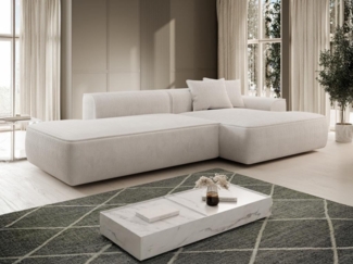 Vente-unique - Ecksofa - Ecke rechts - Cord - Beige - ERYNEL