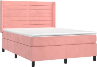 vidaXL Boxspringbett mit Matratze Rosa 140x190 cm Samt 3132740