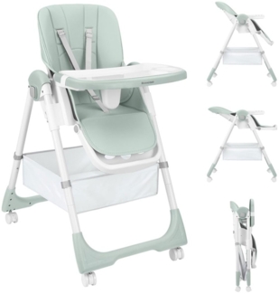 Kikka boo Kinderhochstuhl Spicy+ faltbar höhenverstellbar Fußstütze Räder Korb grün