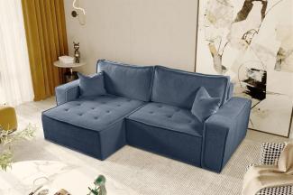 Ecksofa Schlafsofa FLOSI Stoff Raven Blau Ottomane Links