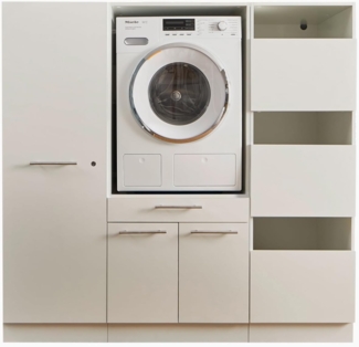 LAUNDREEZY Waschmaschinenschrank, Wäscheschrank und Mehrzweckschrank, Weiß - Waschmaschinen-Überbauschrank TÜV-zertifiziert mit viel Stauraum - 167,5 x 162 x 67,5 cm (B/H/T)