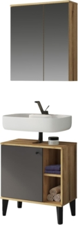Badmöbel Set 2-teilig Torsby in grau und Eiche 60 cm