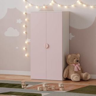Kinderkleiderschrank Sandnes 123x60x40 cm Weiß/Rosa [en. casa]