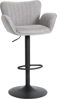 Barhocker HWC-M67, Drehstuhl Barstuhl, mit Armlehne Fußablage drehbar Stoff/Textil Eisen FSC® ~ hellgrau Fuß schwarz