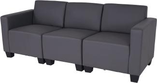 Modular 3-Sitzer Sofa Couch Lyon, Kunstleder ~ dunkelgrau