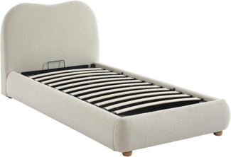Vente-unique - Bett mit Bettkasten - 90 x 190 cm - Bouclé-Stoff - Beige - VANARI