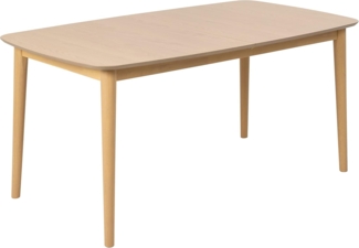 AC Design Furniture Monty Ausziehbarer Esstisch für 6 Personen, Rechteckige Tischplatte in Weiß Pigmentiertem Eichenfurnier mit Runden Beinen, Küchentisch mit Ausziehplatte, B: 160 x H: 75 x T: 90 cm