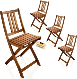 SAM 4er Set Gartenstuhl Blossom | Akazienholz massiv & geölt | klappbarer Balkonstuhl für Garten & Terrasse | pflegeleichter Klappstuhl