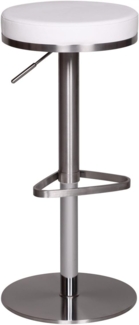Barhocker WL1.294 Weiß Edelstahl höhenverstellbare Sitzhöhe 57 - 82 cm, Barstuhl Modern 360° Drehbar, Tresenhocker mit Standfuß, Design Bistrohocker Hoch, Tresenstuhl-Sitz Gepolstert