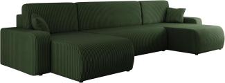 Ecksofa Pixalo U Cord mit Schlaffunktion und Bettkasten (Farbe: Poso 14)