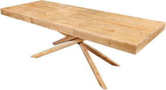 riess-ambiente Esstisch WOOD SCULPTURE 160-240cm natur · ausziehbarer Esstisch aus Pinienholz (Einzelartikel, 1-St), recyceltes Massivholz · Bohlenoptik · 2 Einlegeplatten · Sterngestell
