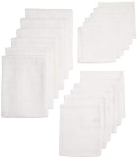 Meyco 458000 Starter-Set 18-teilig, Stoff-Musselin-Mull Hydrophile 6x Windel, 6x Spuktuch, 6x Waschhandschuh 100% Baumwolle Weiß