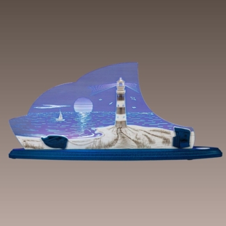 Weigla LED Dekolicht Maritim, Holz & Acrylglas, BLAU-WEIẞ, Made in Germany, LED wechselbar, Neutralweiß, Erzgebirge garantiert, maritime Deko Innen, Dekolampe