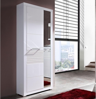 Garderobenschrank >Blondie< in Weiß-Hochglanz - 72x201x37cm (BxHxT)