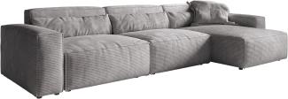 Ecksofa Sirpio L 350x160 cm Cord Silbergrau Recamiere variabel