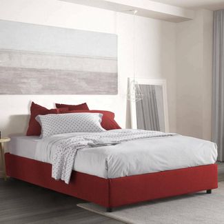 Talamo Italia - Grace-Doppelbett, Bettkasten mit Stoffbezug, 100 % Made in Italy, Öffnung vorne, inklusive Matratze 160x200 cm, Rot