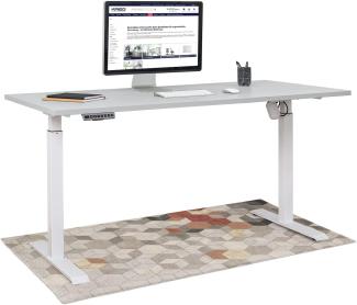 HighDesk SMART Höhenverstellbarer Schreibtisch (Weiß + Grau I 160 x 70 cm) - Elektrischer Sitz- & Stehtisch mit Tischplatte - Stehschreibtisch Elektrisch Höhenverstellbar - von Krieg