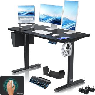 KESSER® Höhenverstellbarer Schreibtisch elektrisch | Ergonomisch Steh-Sitz Schreibtisch | 3-Funktions-Memory Steuerung | Inkl. 360° Rollen & USB-Ladeanschluss | Computertisch für Homeoffice Schwarz, 120x60 cm