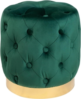 riess-ambiente Sitzhocker MODERN BAROCK 37cm dunkelgrün / gold, Hocker · Samt · Metall · Chesterfield-Design