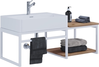 VCM Badmöbel Waschtisch Bitila 920191 Weiß / Honig-Eiche H. 35 x B. 100 x T. 42 cm