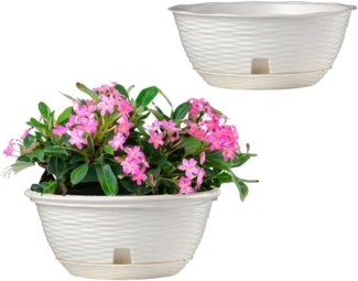 GarPet Pflanzschale 2x Pflanzschale Blumenschale draussen Bonsai Grabschale Weiß 40 cm