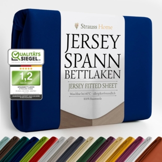 Strauss Home Spannbettlaken Premium, Gummizug: Rundumgummi, 150gr/m2 Premium Jersey 100% Baumwolle