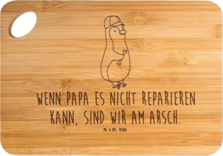 Mr. & Mrs. Panda Servierbrett Wenn Papa es nicht reparieren kann, sind wir am Arsch - Transparent -, Bambus, (1-St)