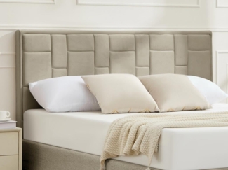 Vente-unique - Bettkopfteil - 160 cm - Samt - Taupe - HERMINE