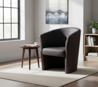 Dmora - Sessel Abrera, Wohnzimmersessel, gepolsterter Sitz, Stuhl mit Armlehnen aus Kunstleder, 64x63h76 cm, Schwarz