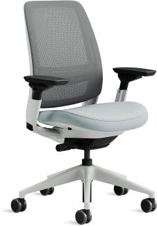 Steelcase Series 2 Bürostuhl mit Netzrücken in Nickel und Sitzbezug in Sturmhorizont