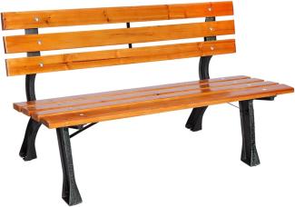 Stabile Parkbank Massivholz und Gusseisen 150 x 56 x 70 cm