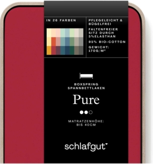 Schlafgut Spannbettlaken PURE BOXSPRING in Gr. 90x200, 140x200 oder 180x200, für Boxspringbett, Jersey-Elasthan, Gummizug: rundum, (1 Stück), aus Bio-Baumwolle, für Matratzen bis 40 cm Höhe, Bettlaken