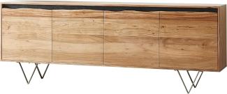 Sideboard Stonegrace 200x45 cm Akazie Natur 4 Türen Baumkante