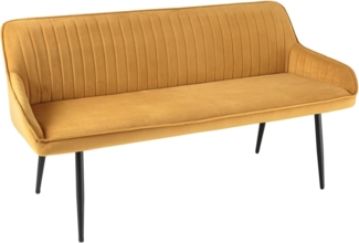 riess-ambiente Sitzbank TURIN 160cm senfgelb / schwarz (Einzelartikel, 1-St), Esszimmer · Samt · Metall · Rückenlehne · Schlafzimmer · Retro Design