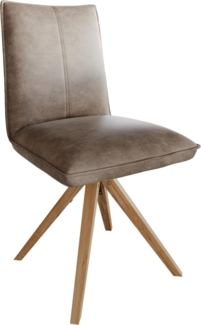 Esszimmerstuhl Lelio-Flex Mikrofaser Taupe Vintage Holzgestell kantig Natur Taschenfederkern