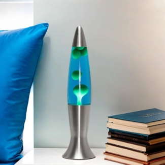 Licht-Erlebnisse Lavalampe ANGELINA, Warmweiß, Tischlampe Blau Grün 40m Stimmungslicht Magma Tischleuchte