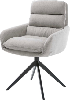 Esszimmerstuhl Abelia-Flex mit Armlehnen Stripes Hellgrau Kreuzgestell breit Schwarz