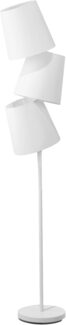 'Rio Grande' Stehlampe Weiß Metall 164 cm 3-flammig Stoffschirme langes Kabel mit Schalter Retro Design