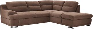 Mivano Ecksofa Coast / Große Sofagarnitur in L-Form mit Ottomane rechts, 264 x 88 x 217, Mikrofaser: hellbraun