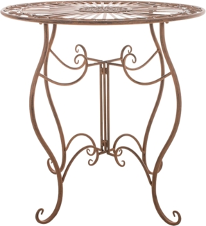 CLP Eisentisch Indra | nostalgischer Gartentisch mit geschwungenen Beinen,antik braun