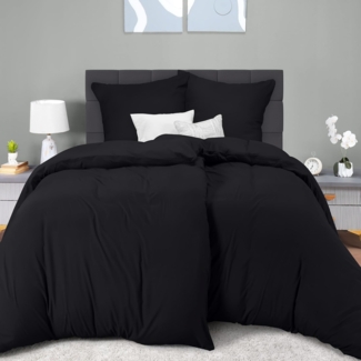 Utopia Bedding Bettwäsche 135x200 4teilig - Mikrofaser 2 Bettbezug 135x200 cm + 2 Kissenbezüge 80x80 cm - Schwarz