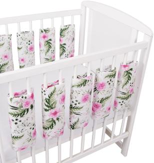 Bello24 - Universeller Babybett Gitterschutz mit Klettverschluss aus 100% Baumwolle 38x30 cm (Blumen, 9)