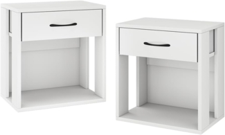 Vicco Nachtschrank Virela, Weiß, 39 x 41 cm 2er Set