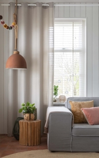 ELBERSDRUCKE Vorhang Ösenschal Lino dunkelbeige blickdicht 255x140 cm Uni Vorhang mit Ösen (1 St), blickdicht