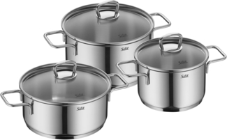Silit Topf-Set Alicante, Edelstahl 18/10 (Set, 6-tlg), Silitherm-Allerhdboden, poliert, breiter Schüttrand