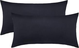 NatureMark 2er Pack Jersey Kissenbezug Kissenhülle Kissenbezüge Seitenschläferkissen Nackenkissen viele Größen und Farben ÖKO-TEX (40 x 80 cm, Schwarz)